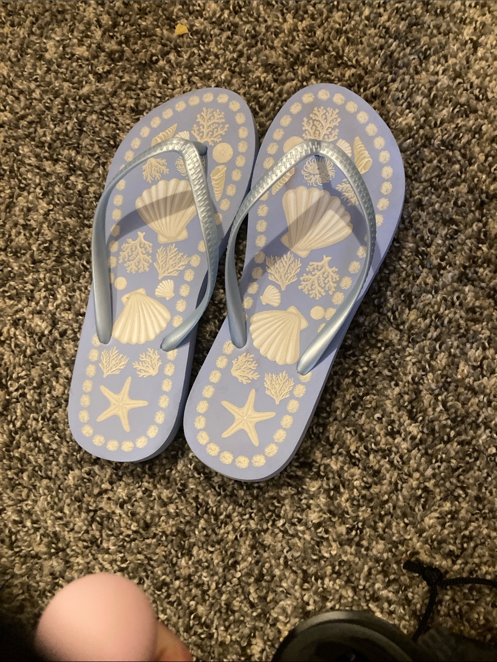 Light Blue Shell-Print Flip Flops size 6/7